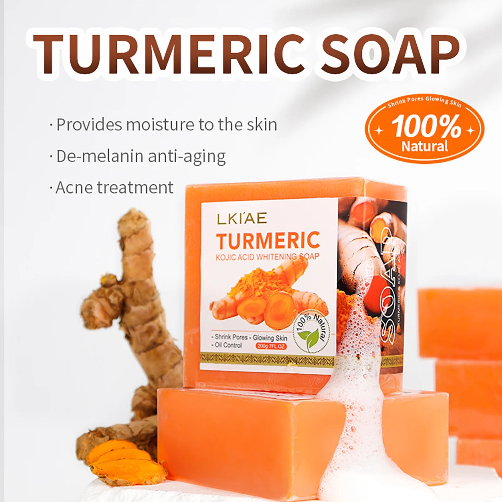 GlowHerb Natural Turmeric Whitening Soap – Deep Cleansing & Brightening Care