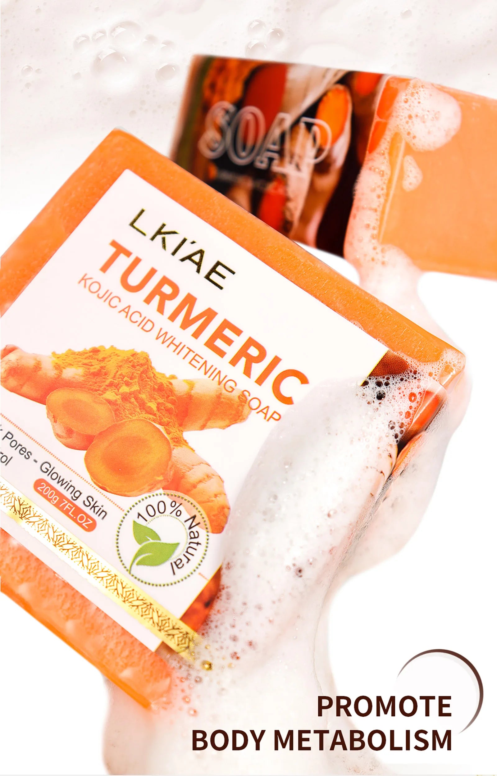 GlowHerb Natural Turmeric Whitening Soap – Deep Cleansing & Brightening Care