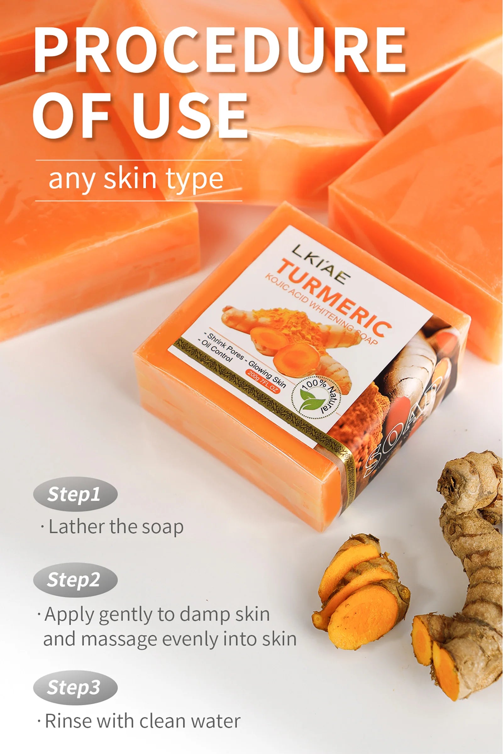 GlowHerb Natural Turmeric Whitening Soap – Deep Cleansing & Brightening Care