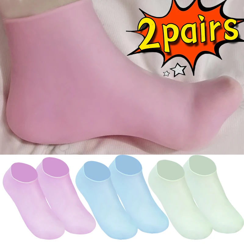 Silicone Moisturizing Foot Spa Socks – Reusable Hydrating Heel Care