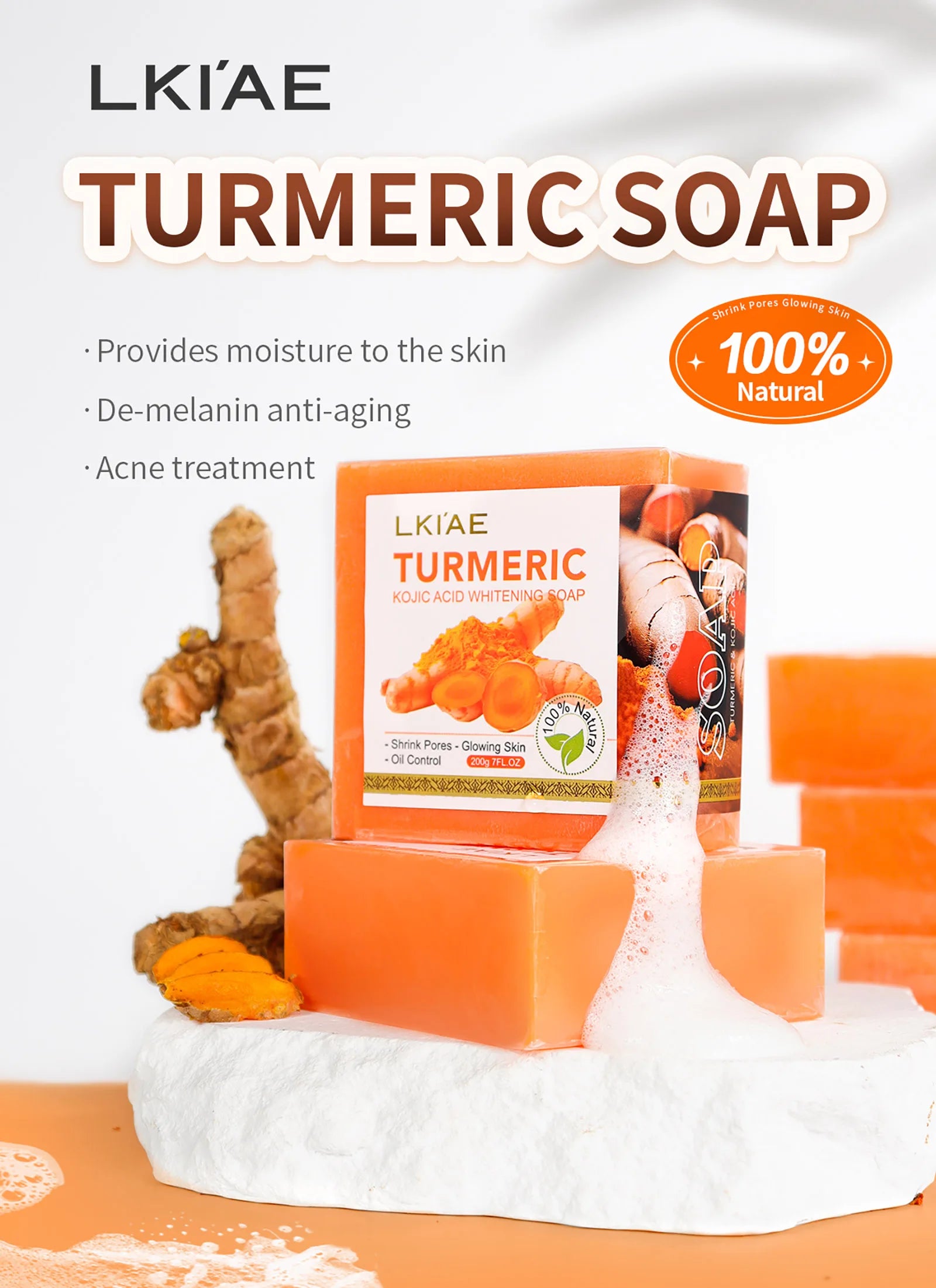 GlowHerb Natural Turmeric Whitening Soap – Deep Cleansing & Brightening Care