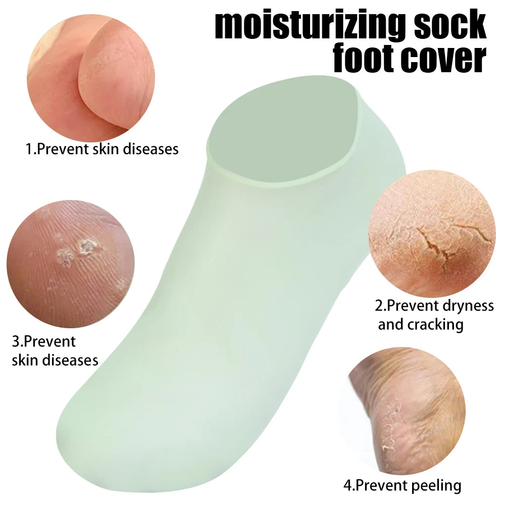 Silicone Moisturizing Foot Spa Socks – Reusable Hydrating Heel Care