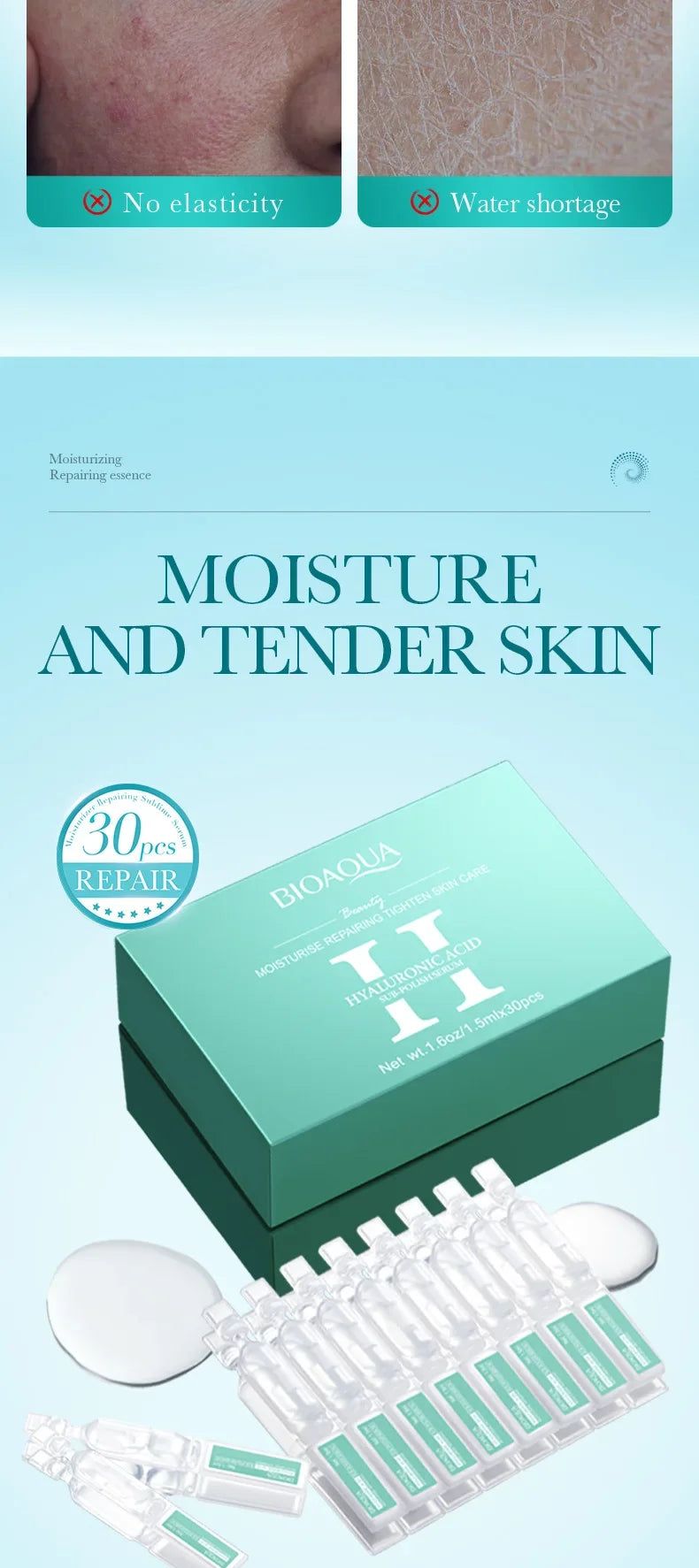 30pcs BIOAQUA Retinol + Vitamin C + Hyaluronic Acid Serum Box